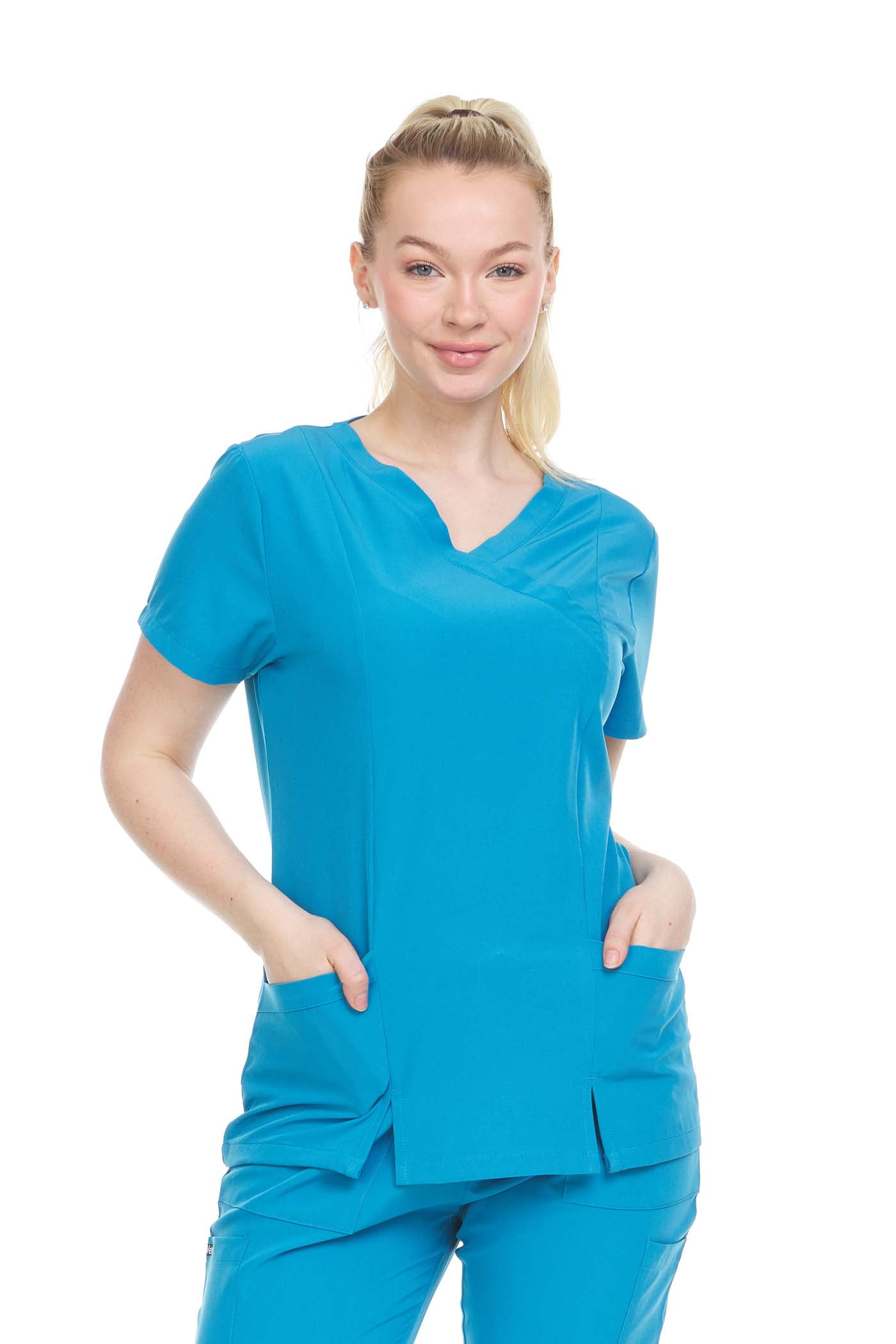 Heal + Wear Women Scrubs Top VNeck Short Sleeve Female Medical with
