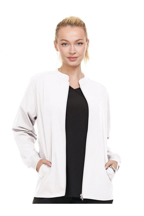 Heal+Wear Women Zip-Up Bomber Scrub Jacket  - 4-Way Stretch – Lightweight Stretch Uniform For Women | Spa Doctor Nursing Clinical Suit | Surgical Workwear Outerwear