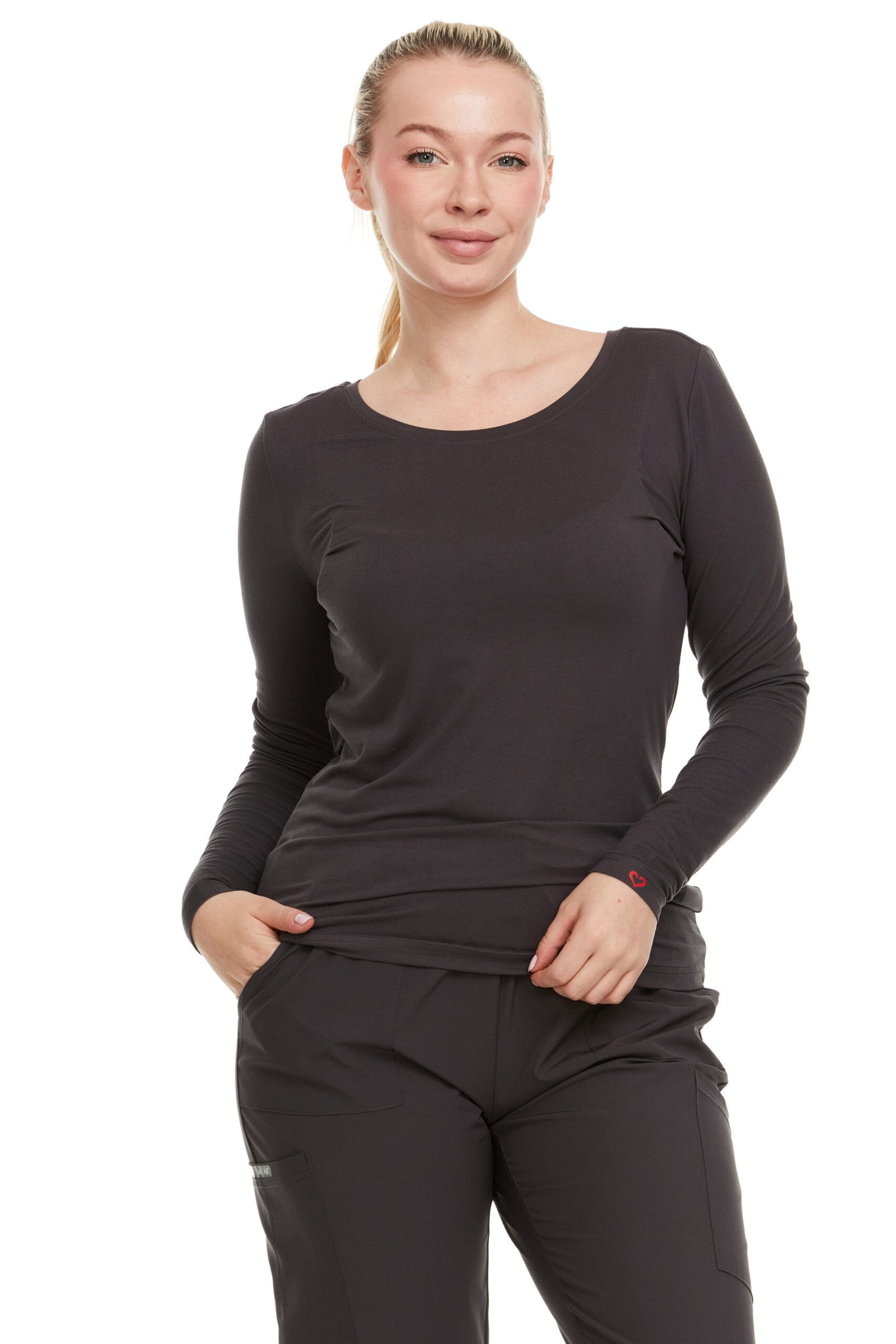 Heal Wear Women's Under Scrub TShirt Female Crew Neck Long Sleeve Top