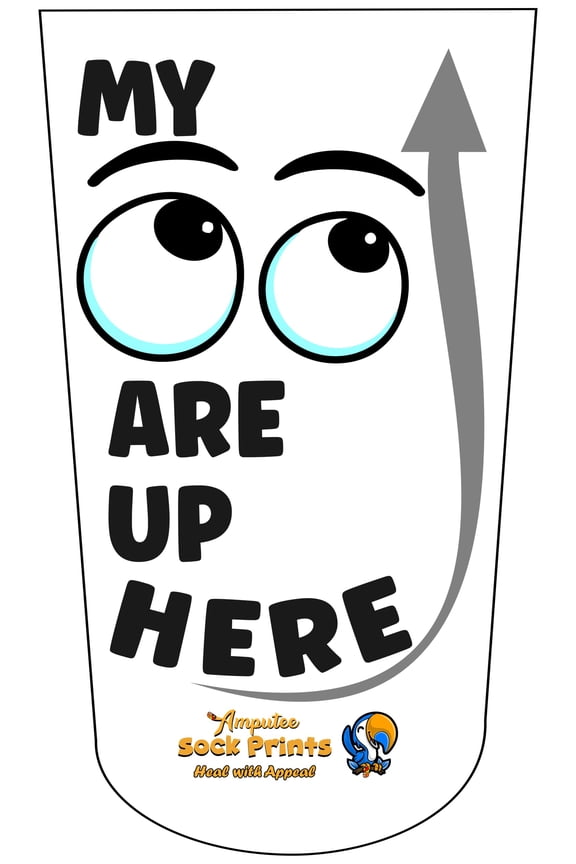 Heal with Appeal Amputee Sock BTKA, My eyes are up here V1, 3PLY Amputee Stump Sock