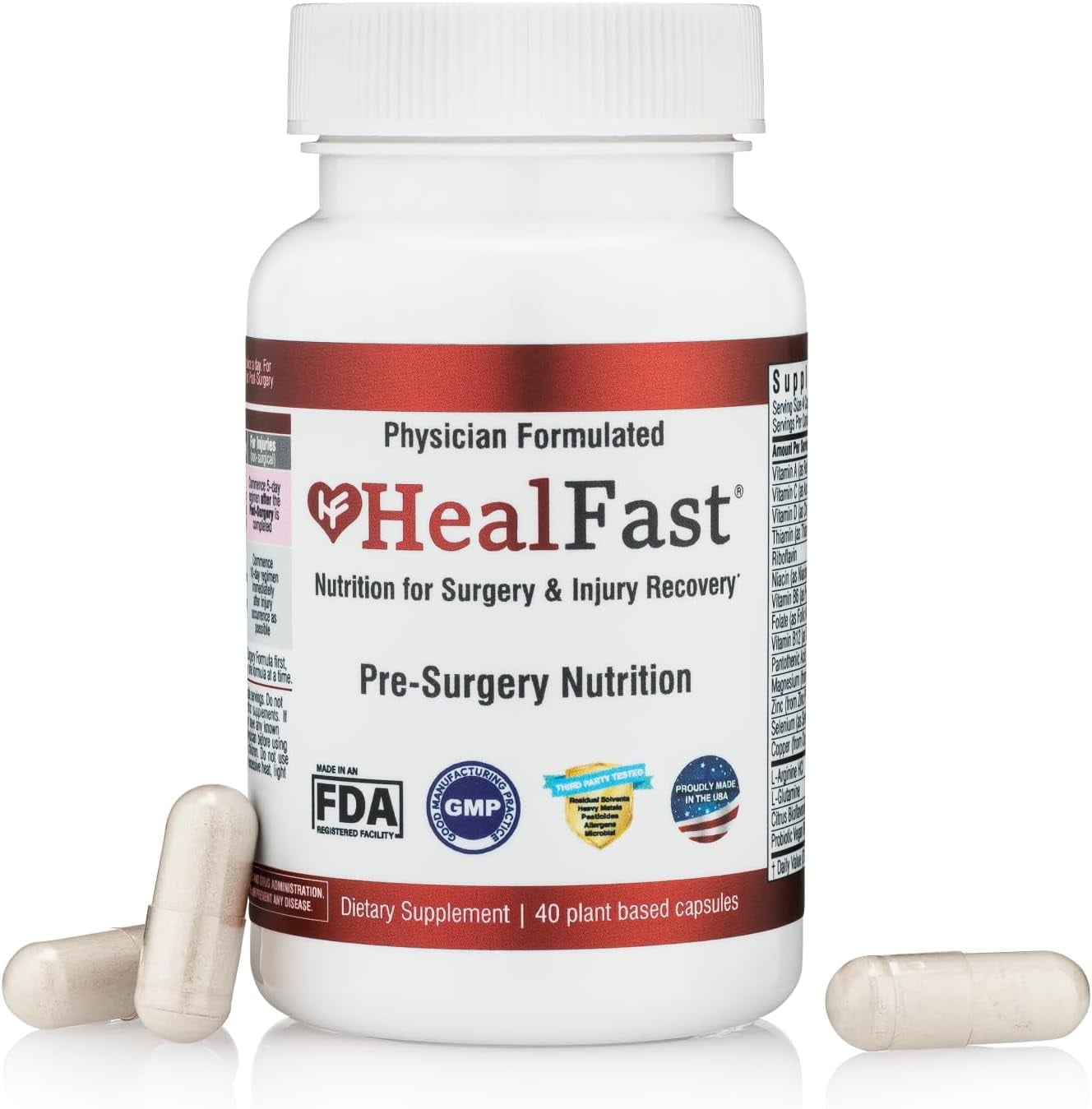 HealFast Surgery & Injury Recovery Supplement (Pre-Op): Quercetin, Probiotics Supplement for Wound, Liposuction, Tummy Tuck, and BBL Post Surgery Supplies