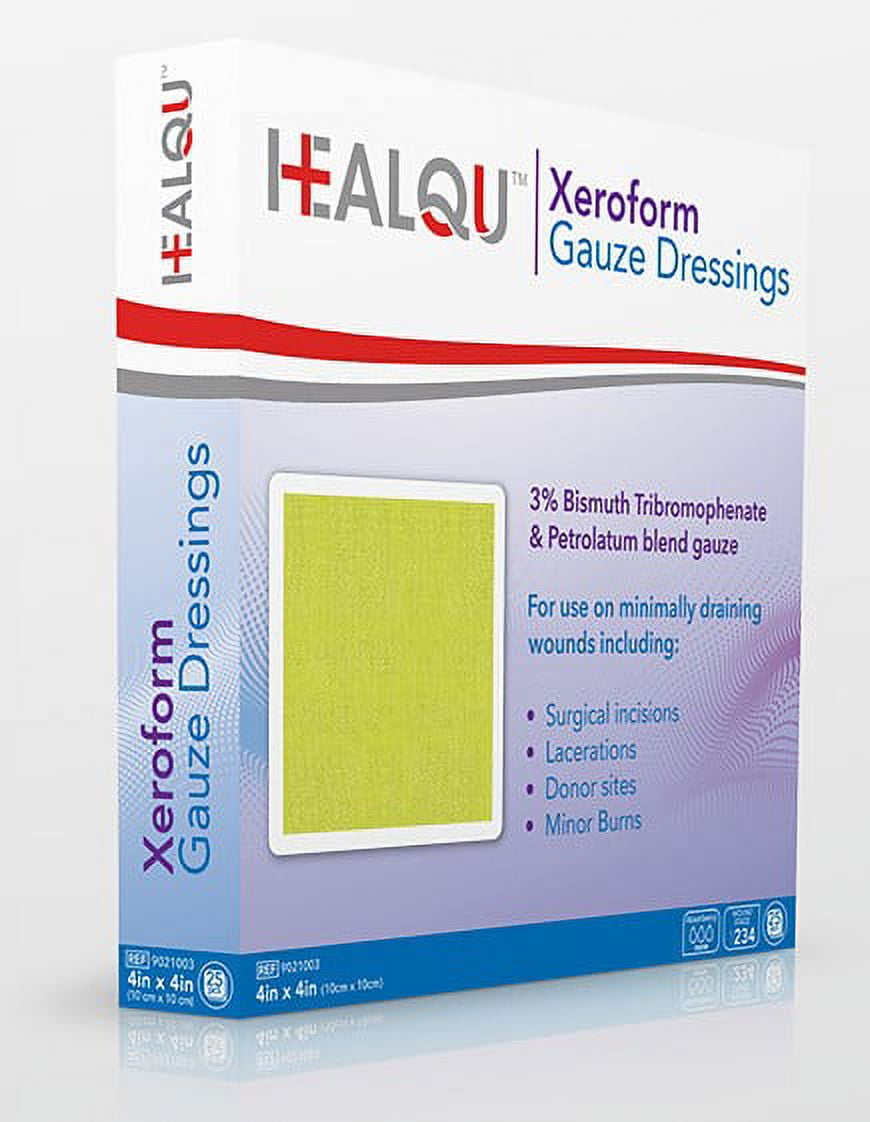 HealQu 9021003 Xeroform Gauze Dressing, 4 in. x 4 in. (Box of 25