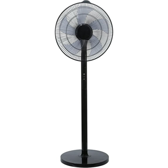 HealSmart 15" Adjustable 12 Levels Speed Pedestal Stand Fan with Remote Control for Indoor , Black