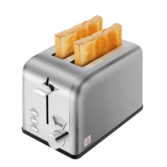 HealSmart 2 Slice Stainless Steel Toaster with Extra Wide Slot & Removable Crumb Tray, 5 Shade Setting and Bagel/Defrost/Cancel Function, Retro Compact Oven, for Various Bread & Waffle, Silver Y101