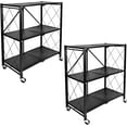 HealSmart 3Tier Foldable Metal Heavy Duty Storage Shelving Unit with
