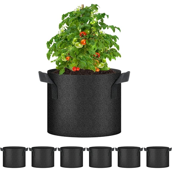 HealSmart 6-Pack 5 Gallon Nonwoven Grow Bags Plant Fabric Pots