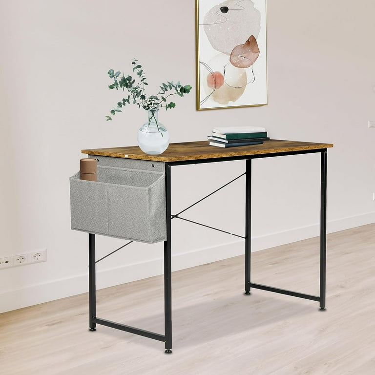 HealSmart Computer Desk for Small Area Office Desk 47 inch Study Table with Storage Bag and Iron Hook