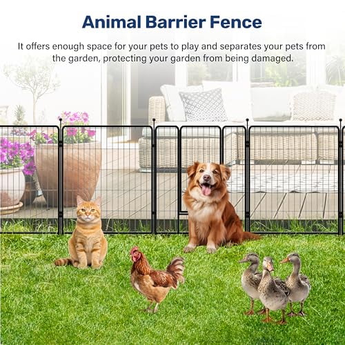 HealSmart Dog Playpen 24 Inch 8 Panels, Heavy Duty Metal Portable Pet Playpen Indoor Outdoor for Camping, Yard, RV, Garden Fence, Privacy Patio, Black