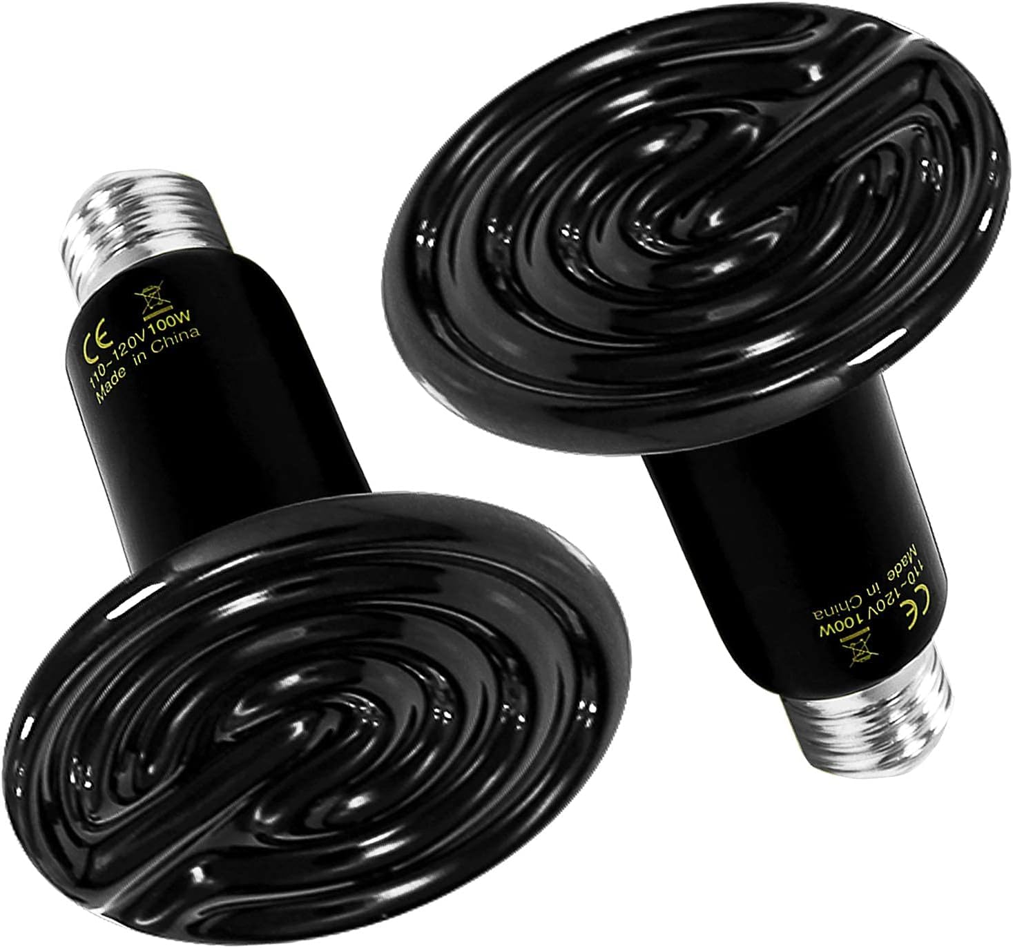 HealSmart Reptile Heat Lamp 100W 2Pack Ceramic Heat Emitter, No Light