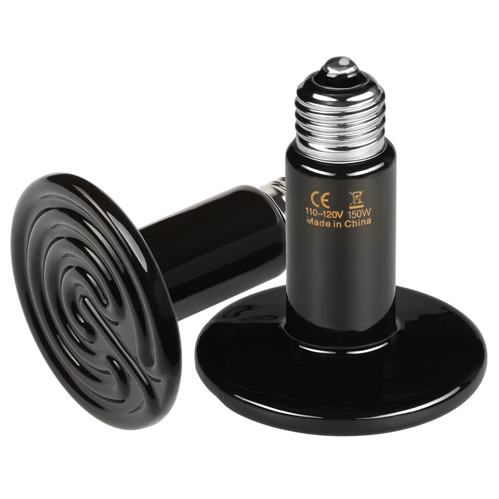 HealSmart Reptile Heat Lamp 150W 2Pack Ceramic Heat Emitter, No Light