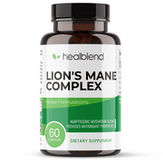 Healblend 100% Natural Lions Mane Mushroom Supplement - Supports Immune System, Mental Clarity, Memory & Focus, Stimulates Mood - 60 Capsules