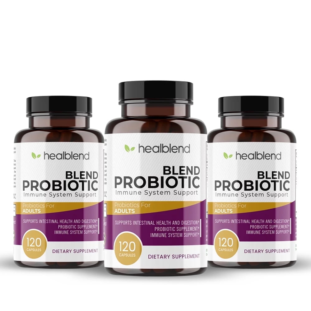 Healblend Blend Probiotic Supplement 750 Million CFU - 6 Strains Probiotics, Supports Immune, Digestive & Gut Health for Women & Men 3 - Pack