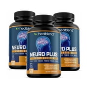 Healblend Neuro Plus Focus Booster - Advanced Brain Support Supplement with Vitamin B6, B12, Folate - Improves Memory, Concentration, Mental Clarity & Cognitive Function   120 Capsules 3 Pack
