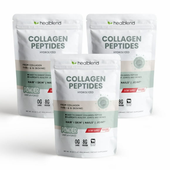 Healblend Collagen Peptides Powder, Hydrolyzed Collagen Powder Types I & III, Multi Collagen Protein Powder Supplement, Easy to Mix Drink 2-Pack