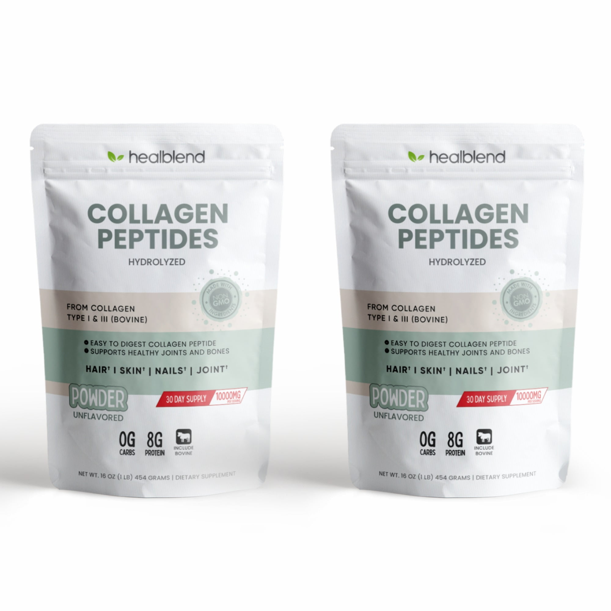 Healblend Collagen Peptides Powder, Hydrolyzed Collagen Powder Types I & III, Multi Collagen Protein Powder Supplement, Easy to Mix Drink 2-Pack