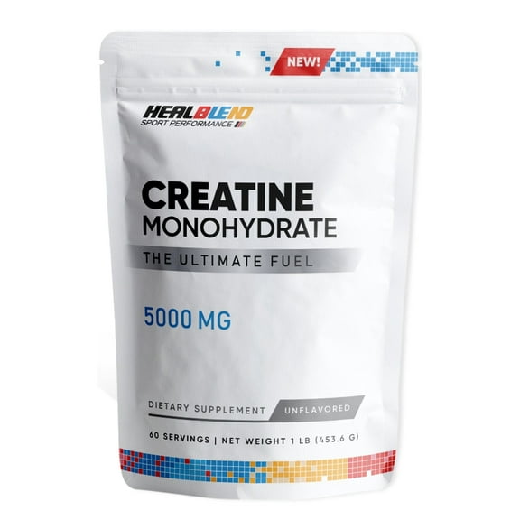 Healblend Creatine Monohydrate Powder 5000mg - Unflavored Micronized Creatine for Muscle Gain, Improve Performance & Pre-Workout Recovery - 60 Servings