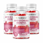 Healblend Myo-Inositol & D-Chiro Inositol PCOS Gummies for Hormone Balance & Fertility Support with Folate and Zinc, Strawberry Flavor, Sugar-Free, 60 Count 3 Pack