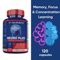 thumbnail image 1 of Healblend Neuro Plus Brain Booster Supplements - Brain & Focus Formula, Supports Memory, Concentration & Mental Clarity for Adults - 120 Capsules, 1 of 13