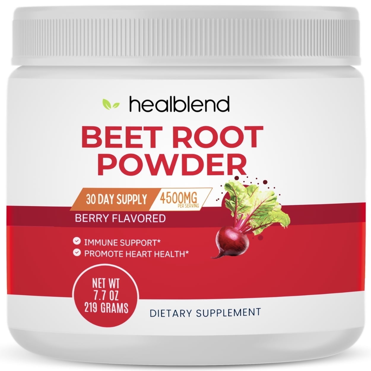 Healblend Organic Beet Root Powder 4500mg - Nitric Oxide Booster Beets Supports Healthy Blood Pressure, Heart Health, Circulation Superfood, Berry Flavored - 219g