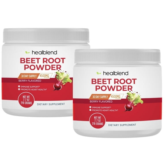 Healblend Organic Beet Root Powder 4500mg – Berry Flavor – Boosts Energy, Supports Heart Health, Circulation & Blood Pressure – 30 Servings (2 Pack)