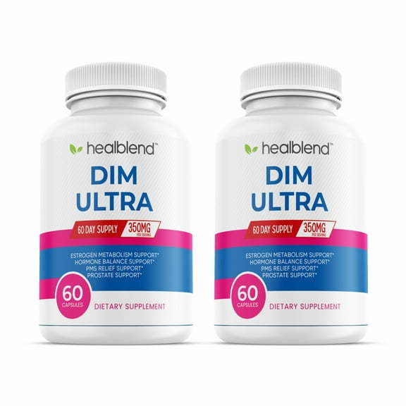 Healblend Ultra DIM Supplement 350mg - Supports Estrogen Blocker, Hormone Balance & Menopause for Women with Broccoli Extract, Bioperine - 60 Capsules 2 Pack