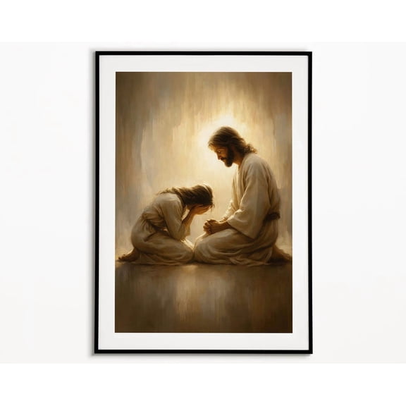 Healed Art, Christian Art, Jesus With Woman, LDS Print, Bible Sketches, Jesus And Girl Art, Modern Christian Art