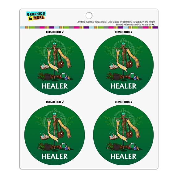 Healer Cleric RPG  MMORPG Class Role Playing Game Refrigerator Fridge Locker Vinyl Circle Magnet Set