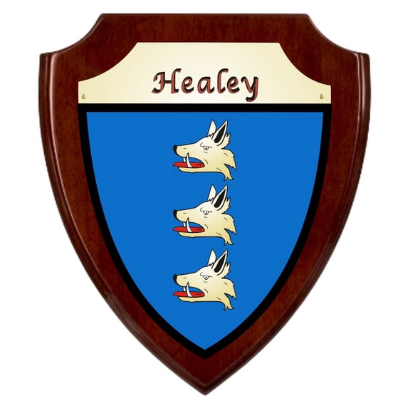Healey Irish Coat of Arms Shield Plaque - Rosewood Finish