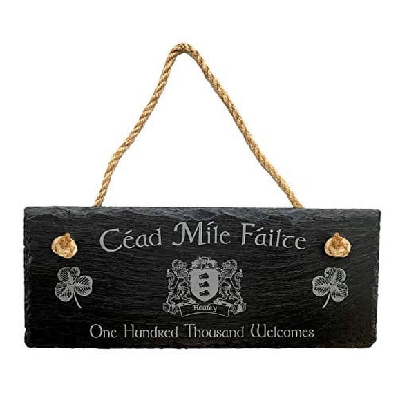 Healey Irish Coat of Arms Slate Plaque Blessing - Cad Mle Filte