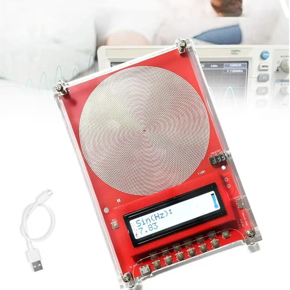 Healflux Custom Frequency Generator V2, 0.01Hz-100000Hz Adjustable Schumann Sine Wave Resonance Generator Ultra Low Frequency Generator for Stress Relief, Relaxation, USB Powered - Red