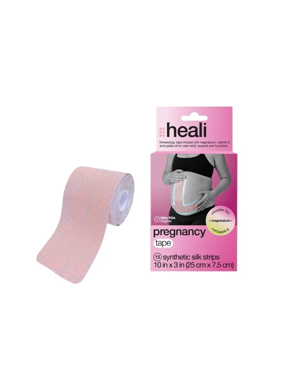 Bump Belly Kinesiology Tape for Pregnancy and Maternity With Magnesium, Jojoba Oil, Vitamin E, 15 Precut 2x10 Inch Strips