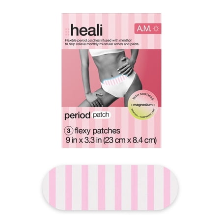 Heali Period Relief Menstrual Cooling Patches for Pain and Cramps, Natural Ingredients, 3 Count