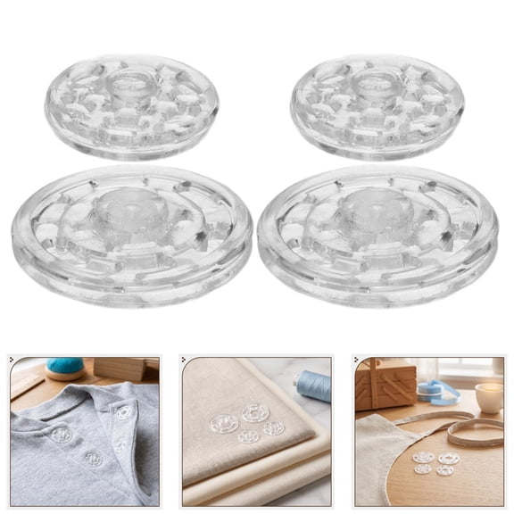 Healifty 100Pairs Clear Plastic Sewing Snap Buttons Invisible Round Snap Fasteners for Fabric