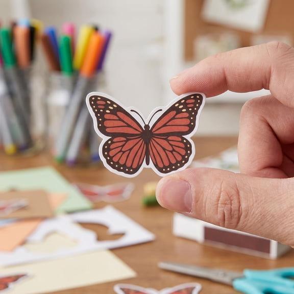 Healifty 100Pcs Orange Paper Butterfly Cutouts for Classroom and Party DIY Decorations