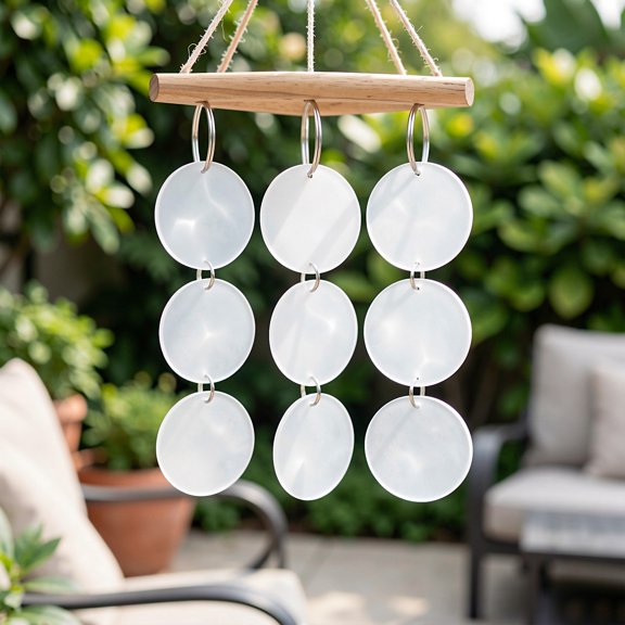 Healifty 100Sets White Acrylic Capiz Discs for Wind Chime with Metal Connectors for Door Hanging Decor