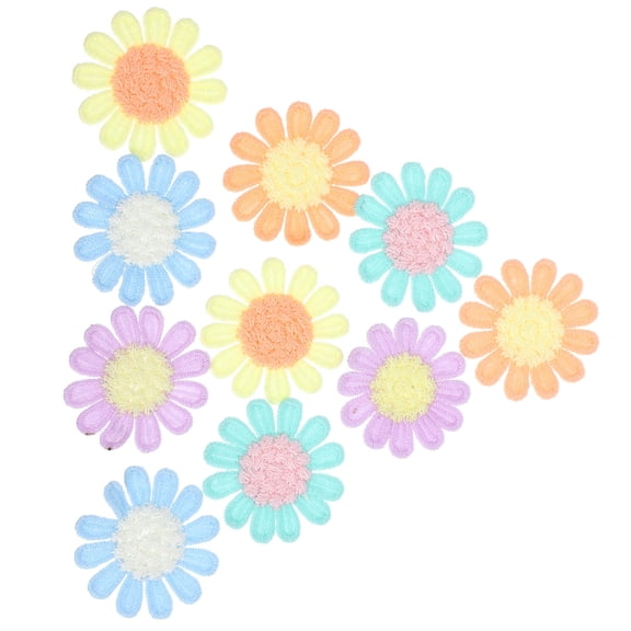 Healifty DIY Flower Appliques Assorted Color Wool for Decorative Clothes 10Pcs