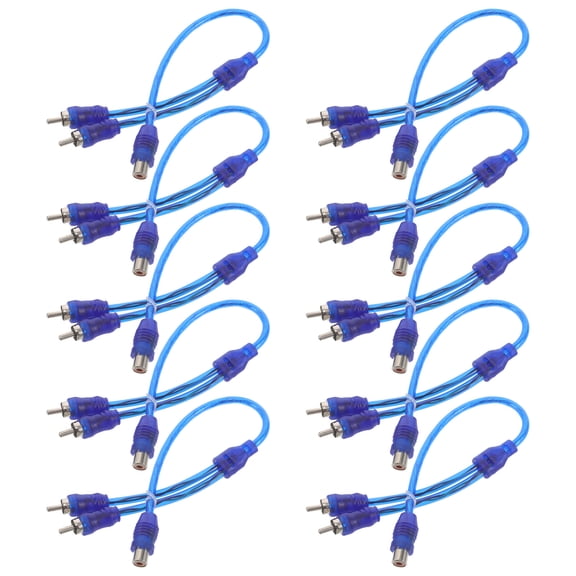 Healifty 10Pcs Rca Male to Female Splitter Cable Blue for Speaker Amplifier Connections