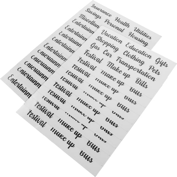 Healifty 10Sets Black Household Budget Sticker Labels for Classifying Cash Envelope Items