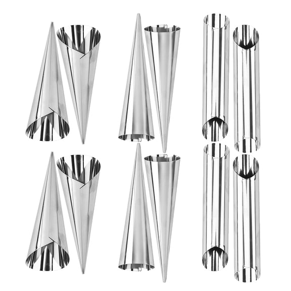 Healifty 12Pcs Stainless Steel Croissant Mold Tubular Shape Horns for Baking Plated Silver Cake Tool