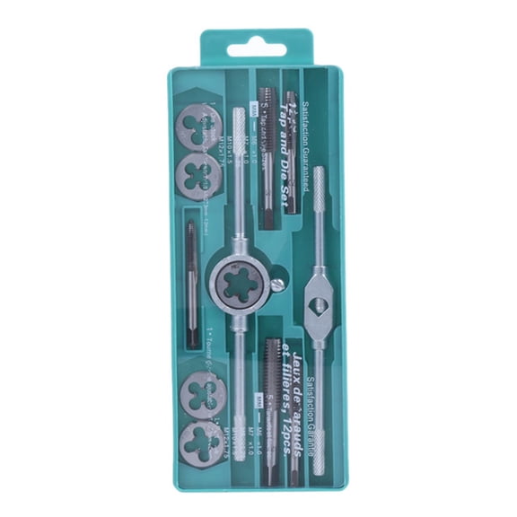 Healifty 12-Piece Metric Tap and Die Set Stainless Steel Threading Repair Kit for Mild Steel and Aluminum