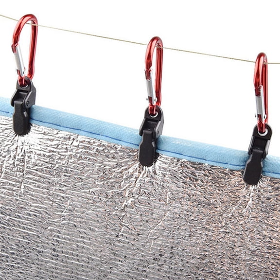 Healifty 12Sets Red Camping Tent Hardware Kit Plastic Windproof Teeth-Shaped Tarp Clamps Outdoor