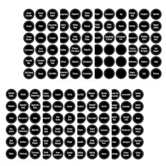 Healifty Spice Labels Black Letters Clear Background for Home and Restaurant