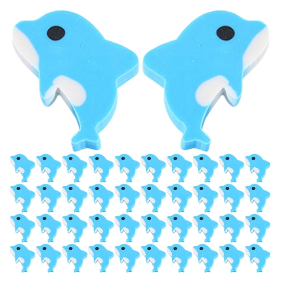 Healifty 150Pcs Sky Blue Dolphin Erasers Bulk Cute Animal Shaped Erasers for Classroom and Party Rewards