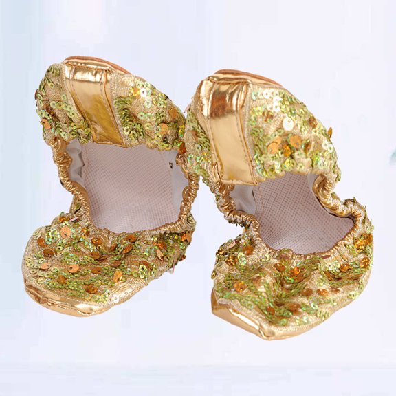 Healifty Golden Round Plate Shoes with Stretch Cord for Various 1Pair