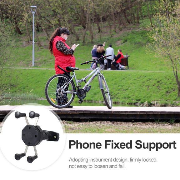 Healifty 1Pc Bike Handlebar Phone Mount Black Adjustable with Anti Vibration Feature