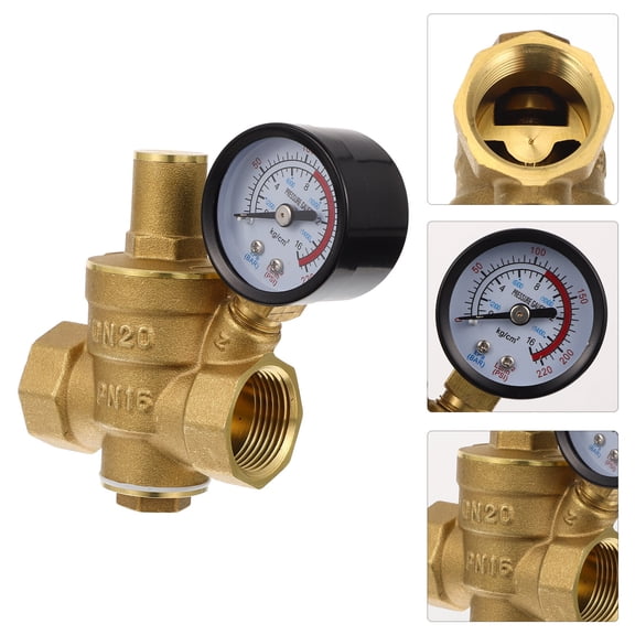 Healifty 1Pc Water Pressure Reducing Regulator Valve Brass Durable for Water Tap and Hose Protection