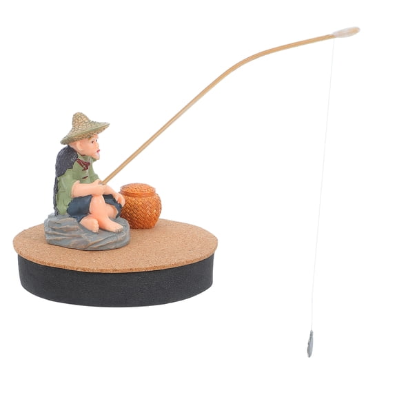 Healifty Floating Resin Fisherman Figurine Set for Aquarium Landscaping, Decorative Sitting Fisherman Ornament