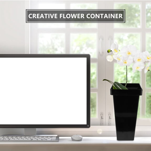 Healifty 1Pack Flower Pot Black Plastic Bucket for Elegant Indoor Flower Arrangement