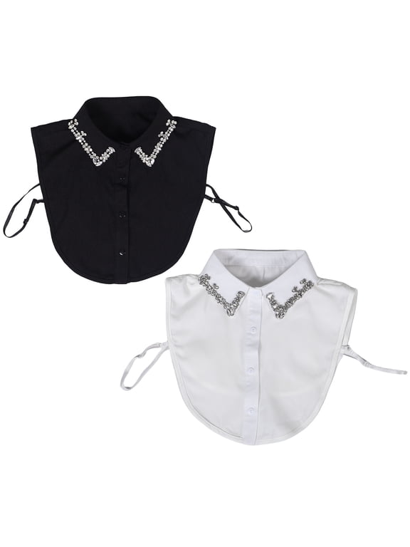 2-Pack White Detachable Fake Collar for Women and Girls, Versatile Blouse Dickey, Faux Half Shirt Collar
