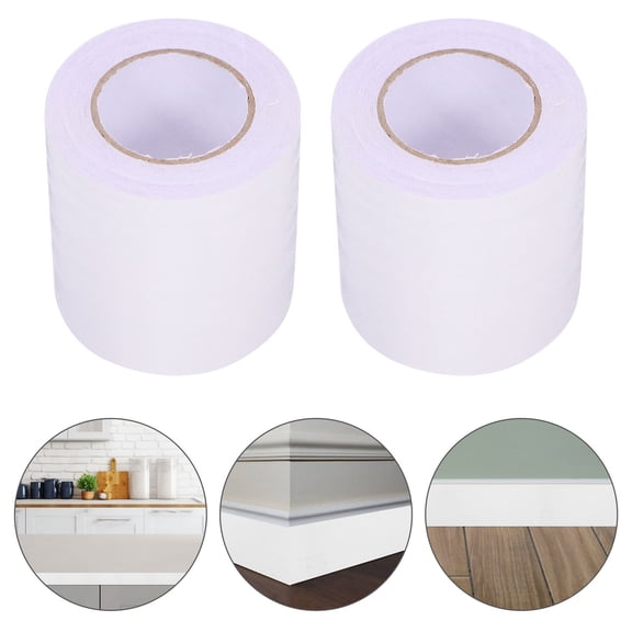 Healifty White Wood Grain PVC Skirting Board Cover Easy Peel and Stick Decor